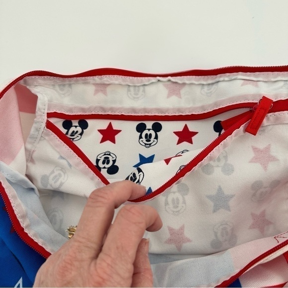 DISNEY Mickey Mouse American Flag Canvas Tote Bag Like New - Picture 6 of 13